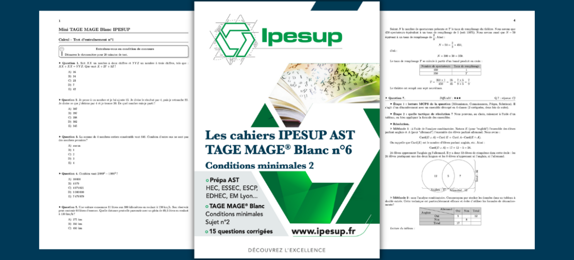 Les cahiers IPESUP AST : TAGE MAGE Blanc n° 6 - Conditions minimales 2